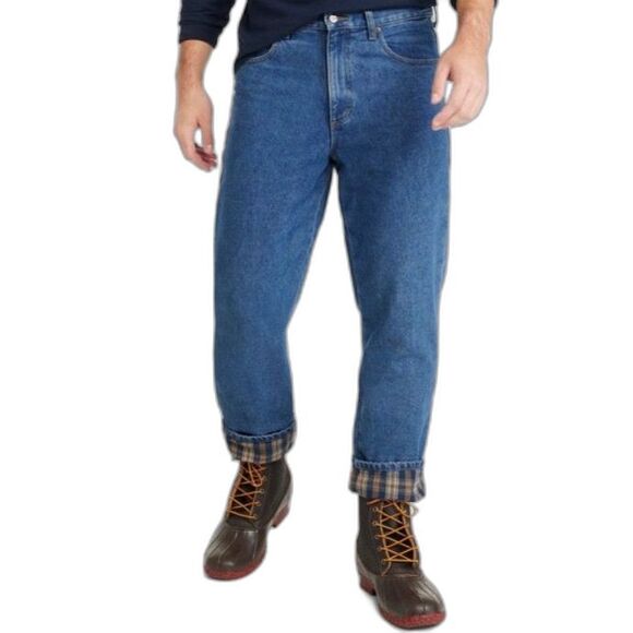 L.L. Bean Medium Wash Classic Fit Flannel-Lined Straight Leg Jeans Size 36 X 29 - Picture 1 of 16